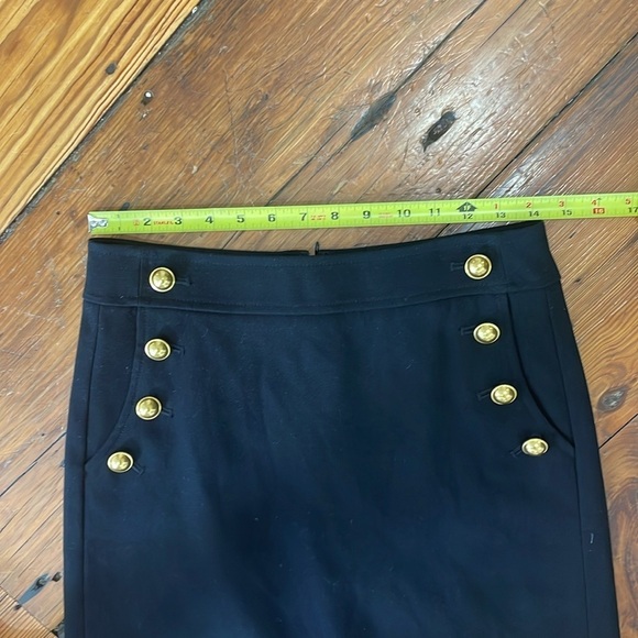 Anne Taylor Loft Sailor Pencil Black and Gold Skirt with gold buttons size 2 - Picture 4 of 10